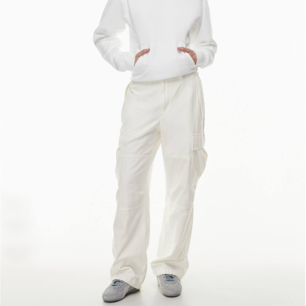 Aritzia Baggy Cargo Pants White Cotton Light Birch Wide Leg Women’s Size 4 TNA